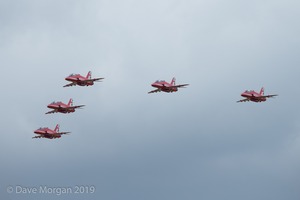 RAF Red Arrows arrive at RAF Brize Norton. 13th July 2019