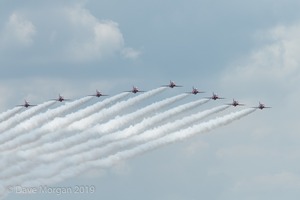 RAF Red Arrows arrive at RAF Brize Norton. 13th July 2019