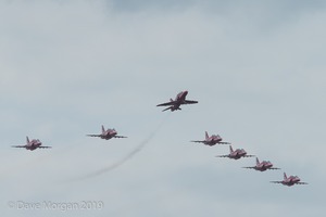 RAF Red Arrows arrive at RAF Brize Norton. 13th July 2019