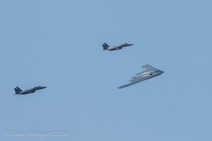 RIAT 2018 - Show Day - B-2A and F-15E escort in the Brize hold.
