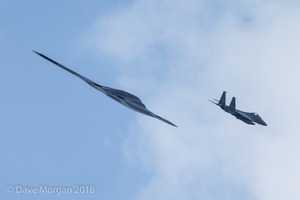 RIAT 2018 - Show Day - B-2A and F-15E escort in the Brize hold.