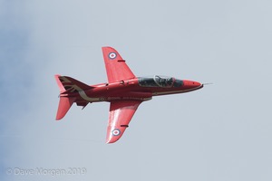 Red Arrows arrive at RAF Brize Norton after a display on 13th July 2019